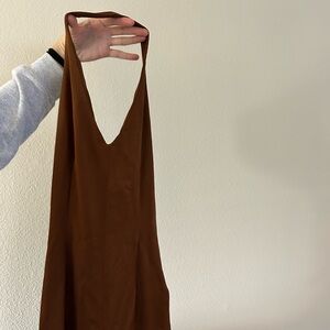 ZARA Spain Chocolate Satin Halter Dress